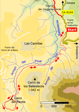 Wanderweg vom Puerto de los Acebuches zum Llano del Revés