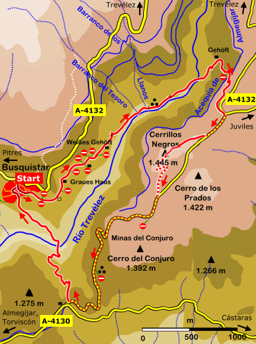 Wanderkarte "Im Tal des Río Trevélez" bei Busquistar